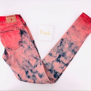 True Religion Sz 26 Stella Red Tie Dye Skinny Jean